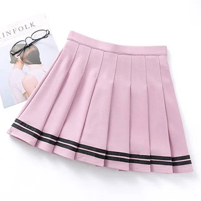 sequin skirt Striped Pleated Skirt Preppy Style High Waist Womens Skirts School Female Skirts Sweet Mini A-Line Dance Short Skirt Ladies 2021 blue skirt Skirts