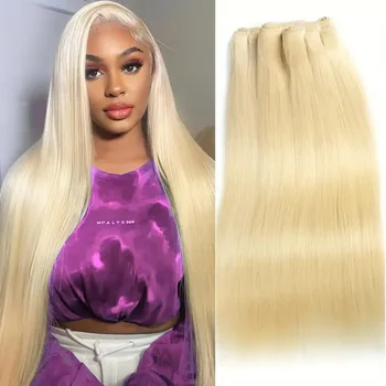 Straight 613 Blonde Color 1/3/4 Brazilian Hair Bundles Straight Weave Remy Human Hair Weft 26 28 30 32 34 36 38 40 Inch Bundle 1