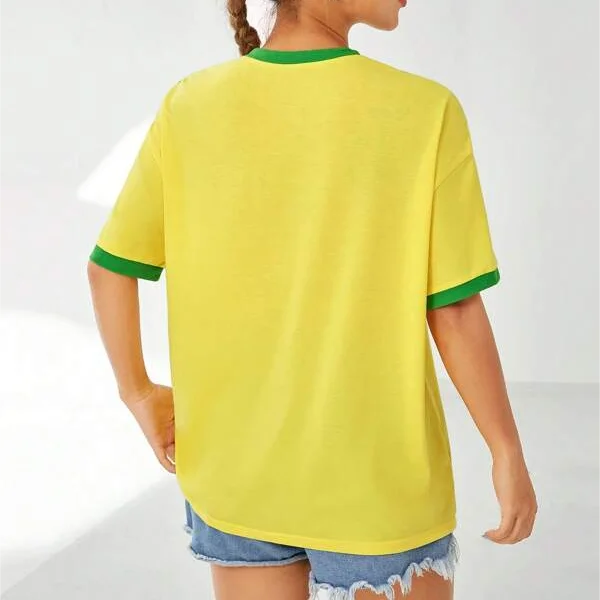 Europe and the United States loose letters yellow green top Y2K women's summer T-shirt sexy clothing street