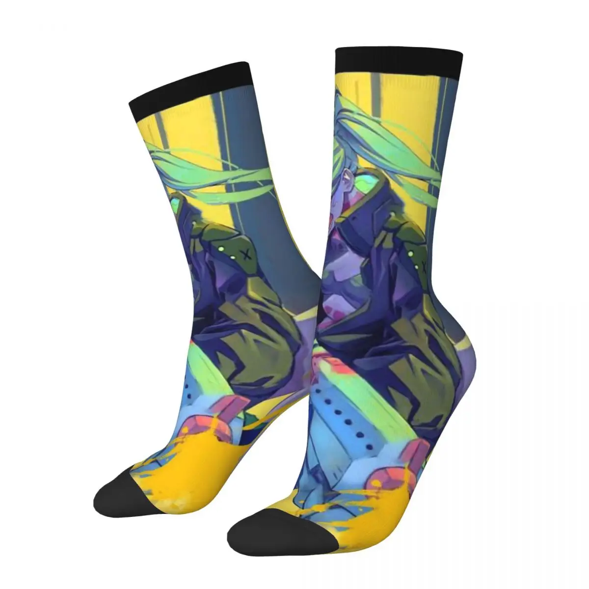 

Rebecca, Shoot Crazy Men's compression Socks Unisex Japanese anime Edgerunners Harajuku Pattern Printed Funny Happy Crew Sock