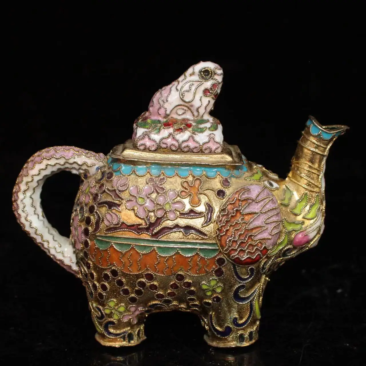 

antique QingDynasty copper&Cloisonne teapot, Elephants, Hand carved crafts,Decoration,collection &Adornment,Free shipping