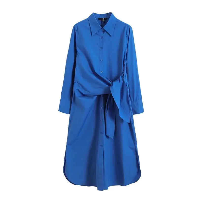 

Women's Autumn 2023 New Chic, Fashionable, Casual and Exquisite Knot Shirt Dress Retro Long-sleeved Women's Dress Vestidos Mujer