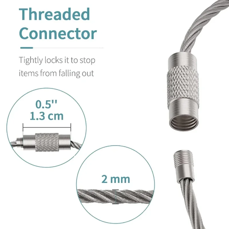 BLUESEABUY 21 Pièces Cable Porte Clé 100x2mm Porte-Clés En Fil Acier Inoxydable Anneaux De Câble De Clé Pour Pendre Étiquette De Bagage Carte Clef Tag ID (7 Couleurs