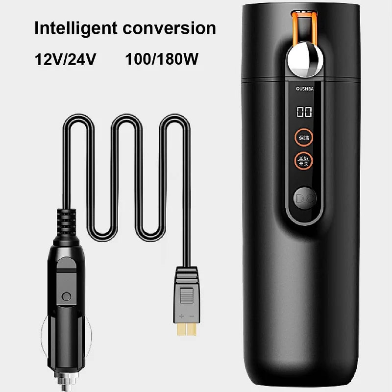 12V/24V Universal Car Kettle 100°C Smart Heating Cup Thermos Cup 316 Stainless Steel Liner Temperature Control Kettle 460ml 4