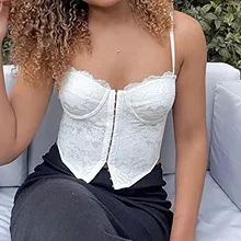 

Women's Crop Tops New Vest Wrapped Chest Lace Bras Solid Color Sexy Detachable Strap Bra Top Summer Spaghetti Strap Camisole