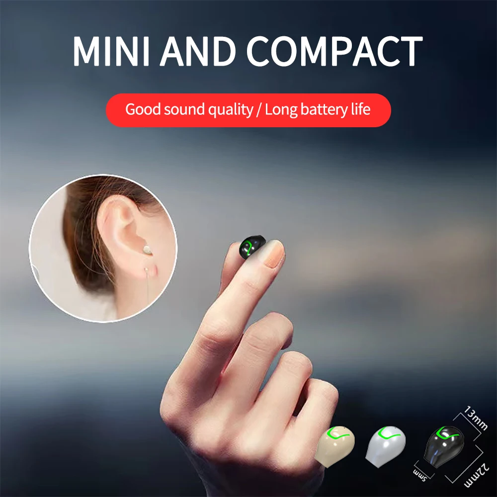 Mini Onzichtbare Headset Bluetooth 5.3 In-Ear Oortelefoon Tws Draadloze Koptelefoon Enc Ruisonderdrukking Hifi Oordopjes Met Microfoon