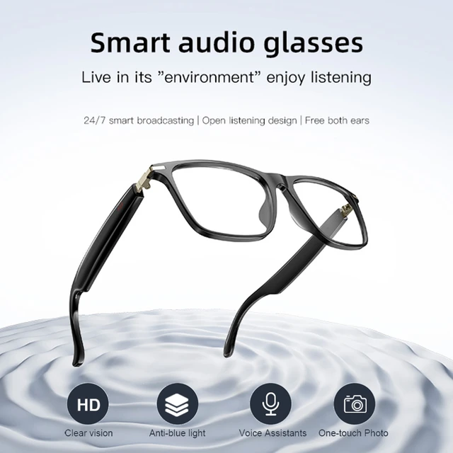 2025 Bluetooth Audio Glasses with Camera Remote Shooting Wearable Smart Eyeglass Call Noise Canceling AI Voice Translate Glasses