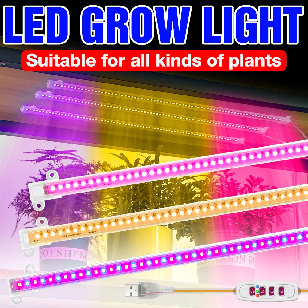 Led Grow Light Usb Full Spectrum Phyto Lamp Serra Idroponica Crescita Delle Piante Lampada Dimming Timing Grow Tent Illuminazione Interna