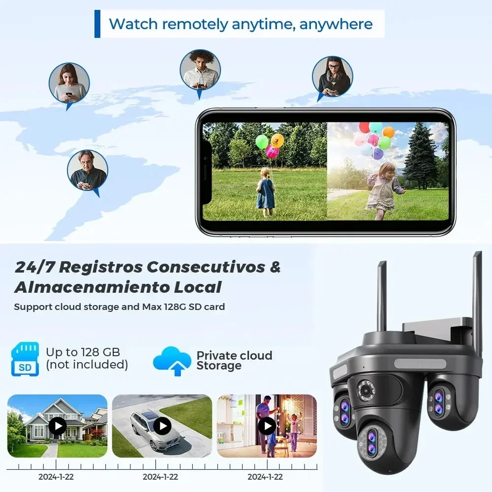 7 Lens 4 Screens PTZ IP Camera 35MP Outdoor 4K Wireless WiFi Security Camera 10X Zoom Auto Tracking CCTV Video Camera Waterproof