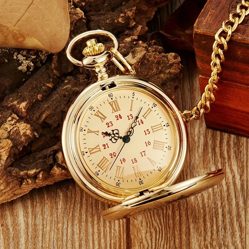 Commemorative gold circular Quartz Pocket Watch as my son's birthday gift Christmas waist chain