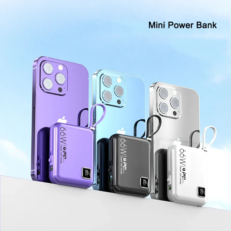 

Mini Power Bank 20000mAh 66W Fast Charging Powerbank for iPhone 14 Xiaomi Huawei P40 Portable External Battery Charger Poverbank