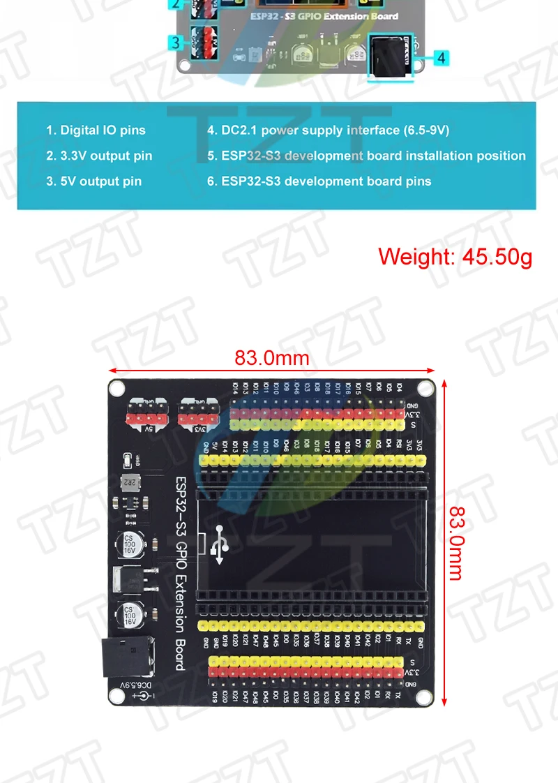 1/3PCS ESP32-S3 GPIO Erweiterung Boards 44Pin Digitale IO Pins DC-Powered ESP32 S3 IOT Entwicklung Board für Arduino IDE – Detail 3