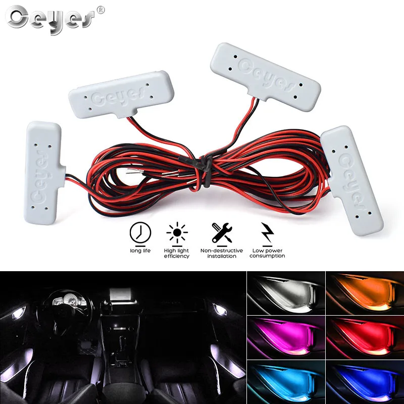 Mini Car Door Bowl decoration Light 12V Auto Interior Atmosphere Welcome Lamp Low Power Colorful LED Strip for BMW Audi All Car