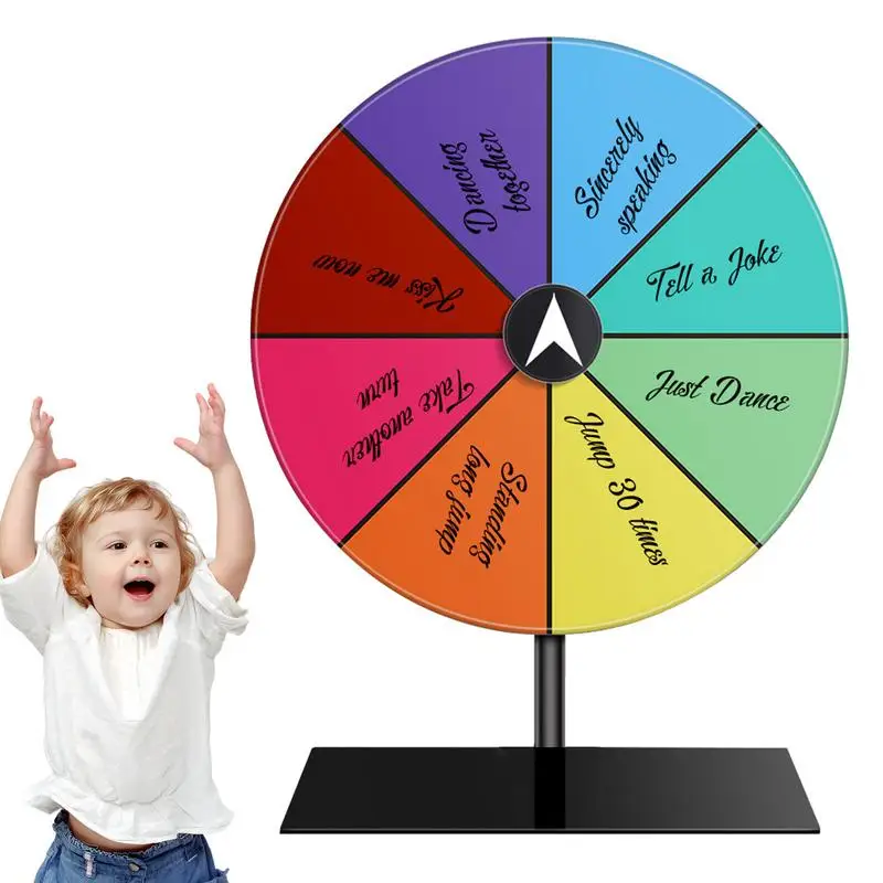 Prize Wheel 8 Slots Heavy Duty Editable Spin Wheel Color Roulette Game Spinner Tabletop Prize for Carnivals