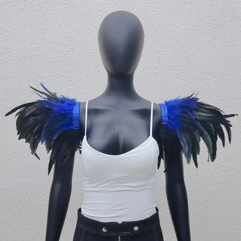 

Elegant Tie-up Shawl Faux Feather Shrug Shawl Cape Set for Cosplay Party Stage Performance Halloween Costume for Dancer