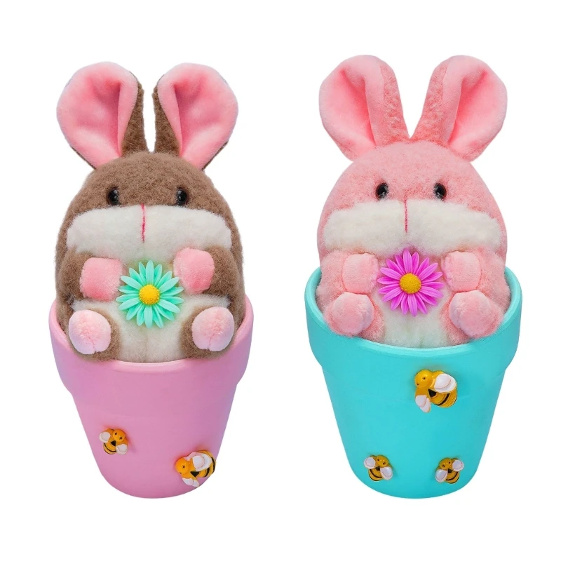 

Пасхальный подарок, украшение в виде кролика в цветочном горшке ручной работы для украшения домашнего сада
