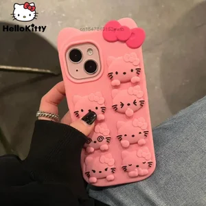Sanrio Hello Kitty 3D Cute Cartoon Multi-expression Pattern Silicone Phone Case for Apple iPhone 15 14 13 12 11 Pro Max