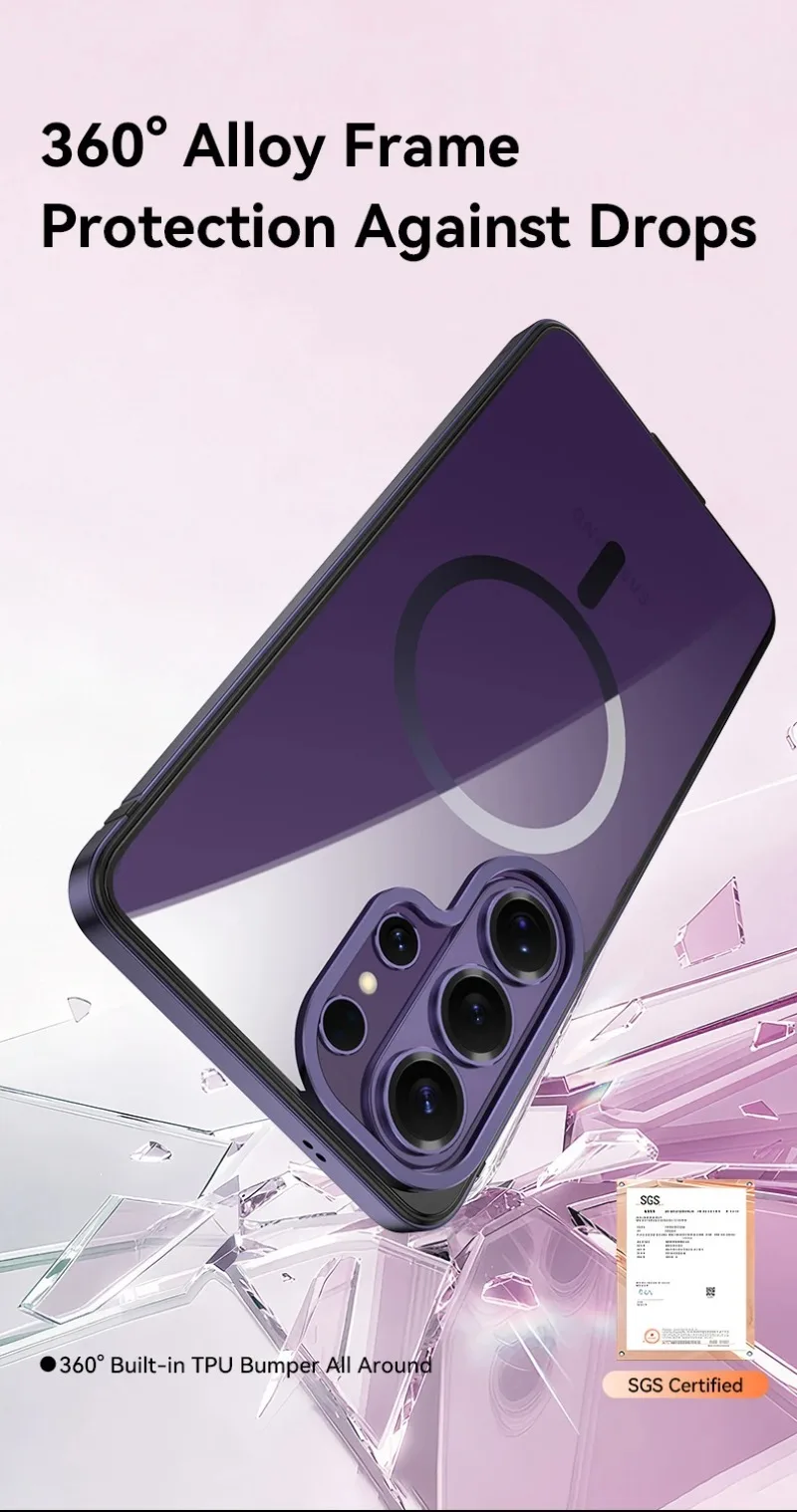 Luxury Aluminum Alloy Frame Translucent Magnetic Phone Case - Wireless Charging & Strong Drop Protection