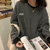 Fall 2023 Women's round Ne Long Sve Sweatirt Striped Base Layer irt Commute Sle Polyester Fabric T-irt
