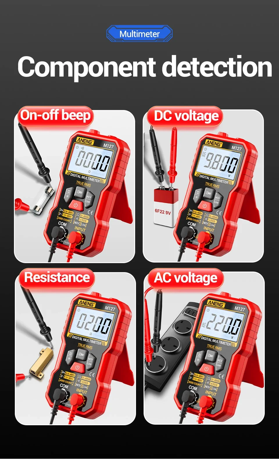 MINI Multimeter Tester AC/DC Spannungswiderstandsmessgerät NCV-Sensor Ohmmeter Nullstrom-Erkennung Multifunktionsmessgerät Elektrowerkzeuge – Detail 9