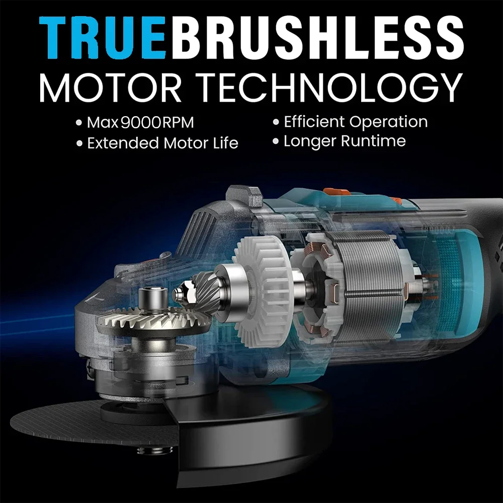 For Makita 18V 125mm Brushless Cordless Impact Angle Grinder DIY Power Tools Electric Polishing Grinding Machine No Battery 4