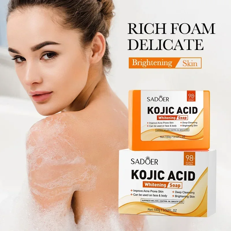 Handmade Whitening Soap Skin Care Deep Cleaning Moisturizing Cleansing Essential Temperate Soap Brighten Skin Kojic Acid
