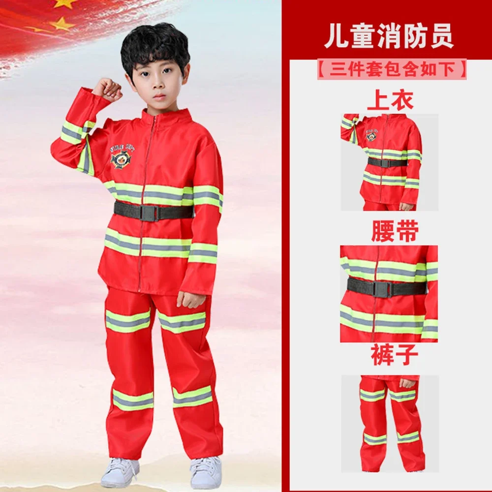 Red Fireman Sam Firefighter Cosplay Costume for Halloween Christmas Birthday Gift Blue Fire Dept Uniform Clothing