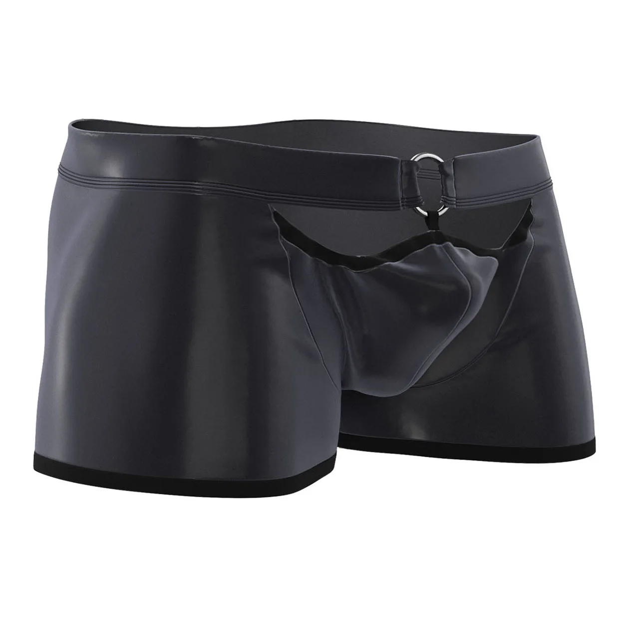 Mens Shiny Soft Matte Leather Boxer Sexy Bottom Underwear Bulge Pouch For Sex Male Fetish Hot Short Leather Pants Below Sexi