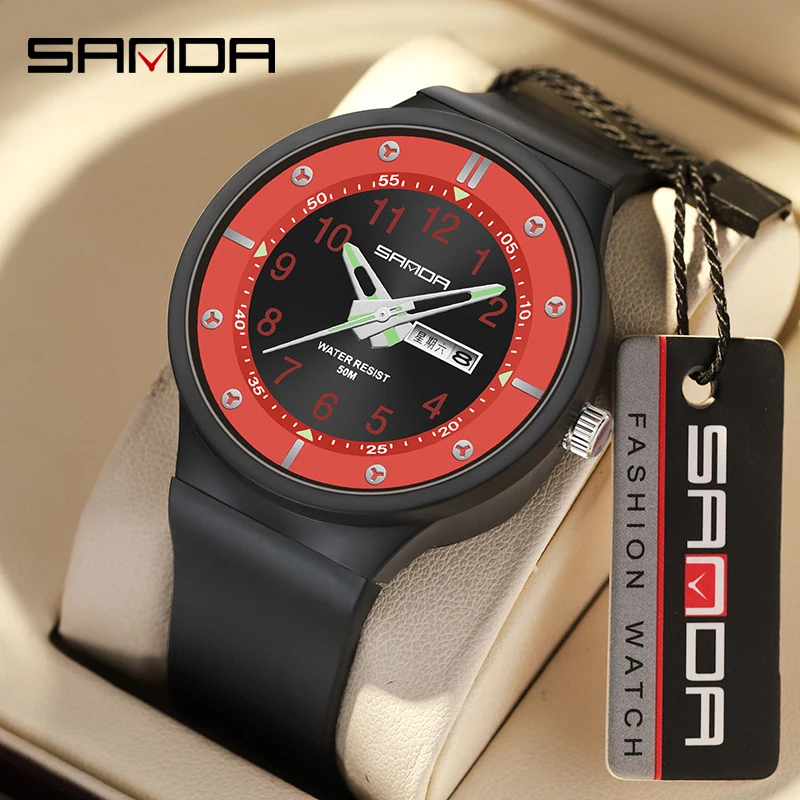 

SANDA Men Quartz Watch Top Brand Luxury Personalized Waterproof Clock Weekly Calendar Display 2024 New Style Relogio Masculino