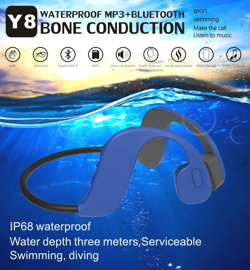 Bone Conduction Swimming Headset 32gb Ipx8 Waterproof Bluetooth