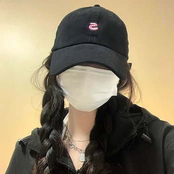 S 편지 테두리 모자 여성 한국 가역 패션은 얼굴을 더 작게 보이게합니다 야구 모자 커플 태양 모자 남성 2023 새로운