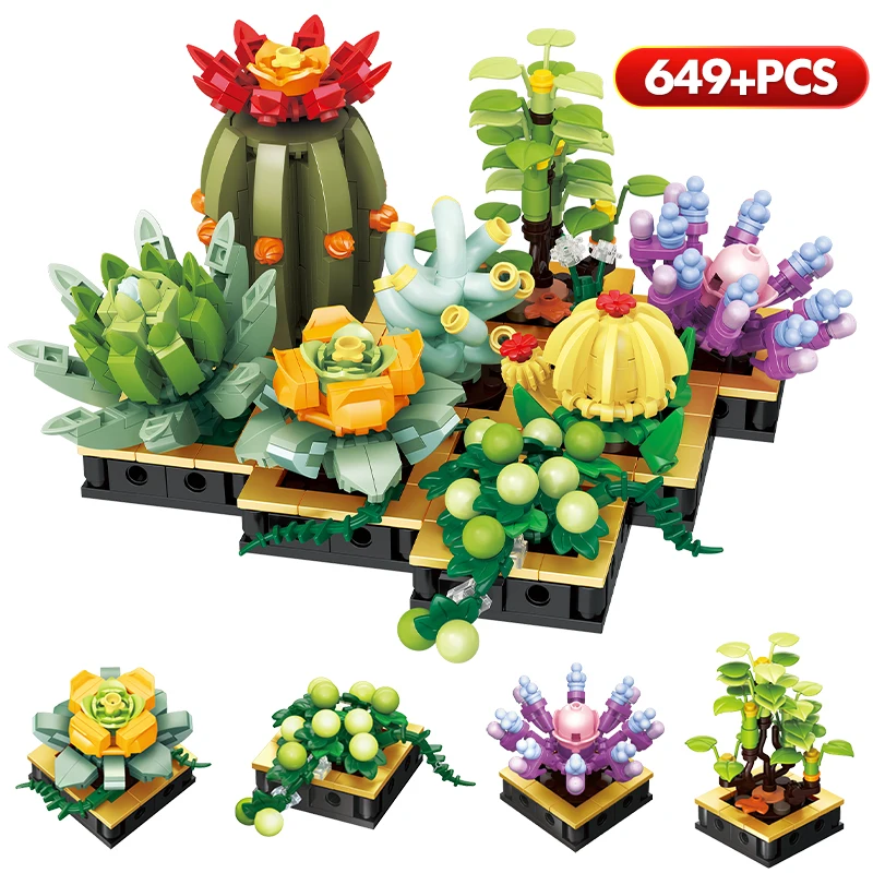 649PCS Mini Bouquet Stadt Sukkulenten Set Topfpflanzen Serie Modell Bausteine Hause Dekoration Ziegel Spielzeug für Kinder Geschenk| | - AliExpress