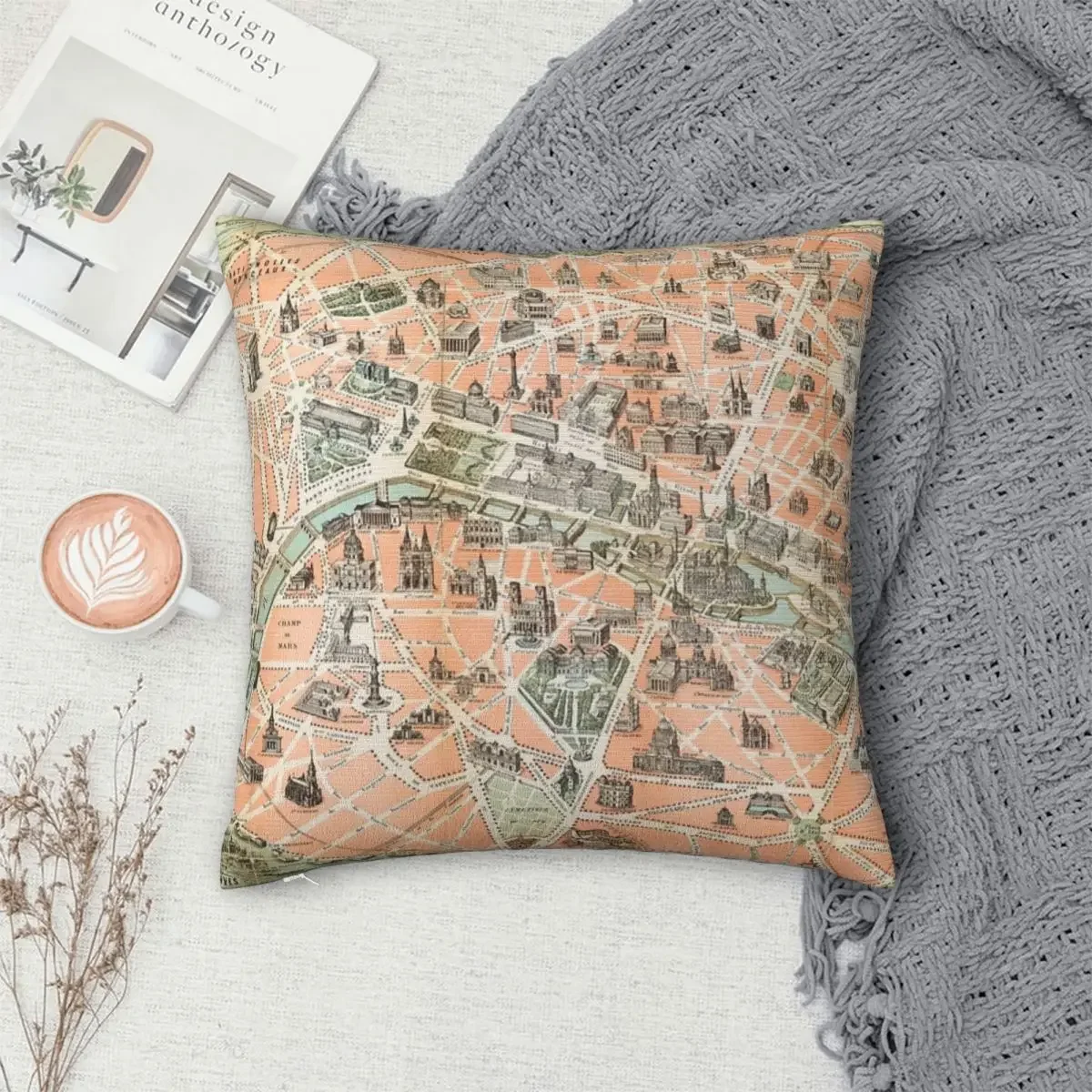 

Vintage Paris Map Pillowcase Polyester Pillows Cover Cushion Comfort Throw Pillow Sofa Decorative Cushions Used for Home Bedroom