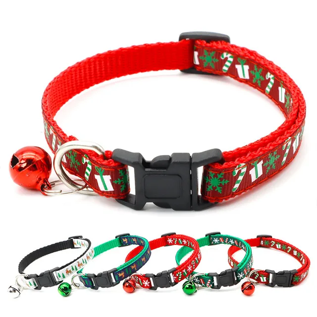 With Bells Christmas Cat Collar Polypropylene White/Green/Red Elk Dog Necklace Adjustable Snowflake/Elk Deer Pet Accessory 3