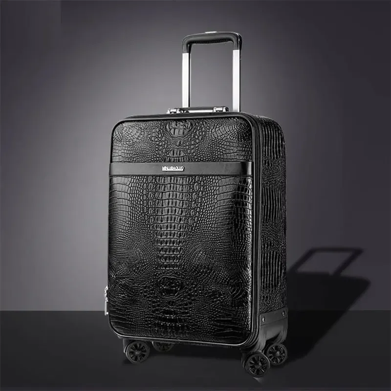 Suitcase New Alligator Print 20 Inch Horizontal Travel Boarding Box 24 Inch Leather Box Men's Business Password Luggage Trunk