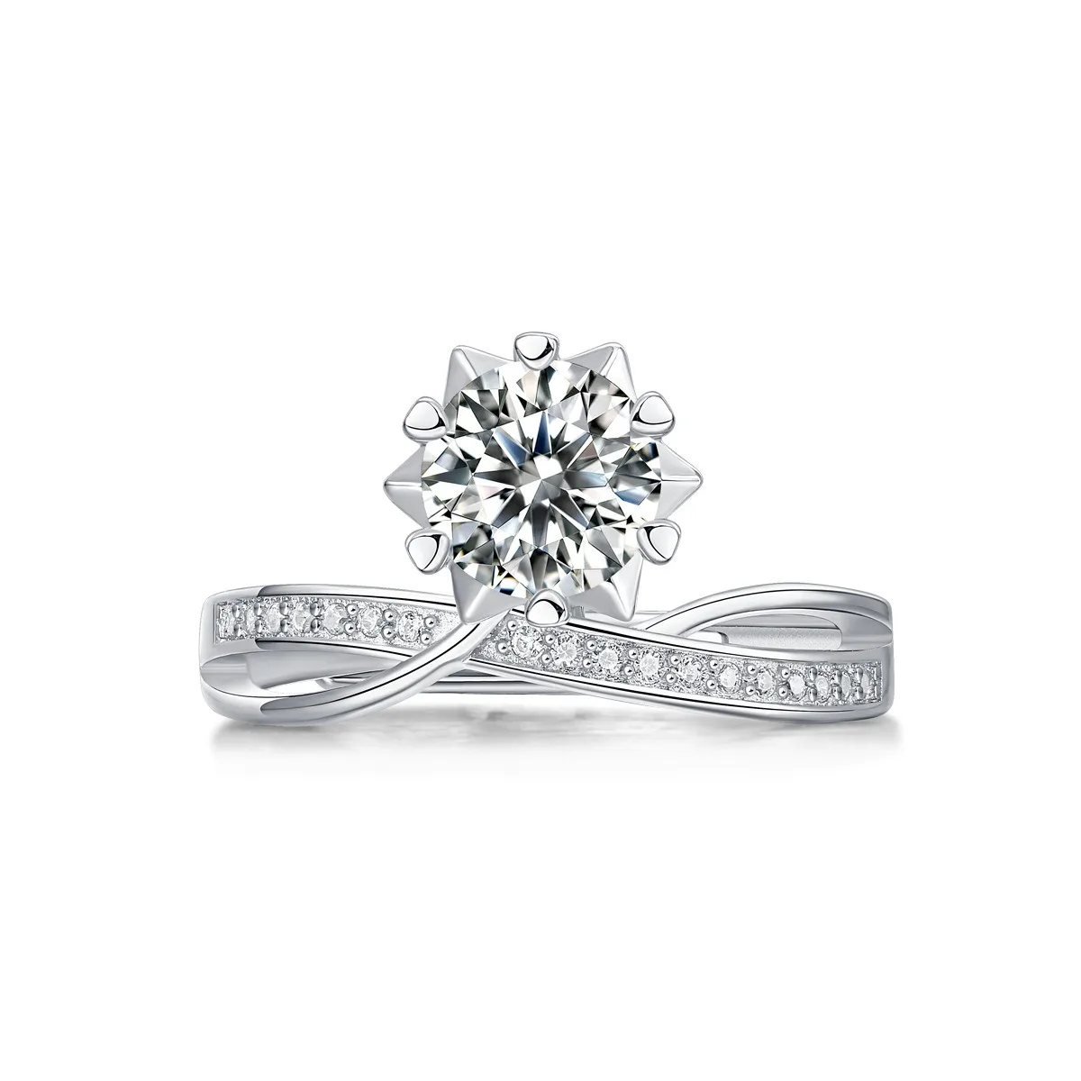 Nabest Trend Jewelry Women VVS D Color 1 CT Moissanite Diamond Adjustable Rings Wedding Engagement 925 Silver Finger Ring