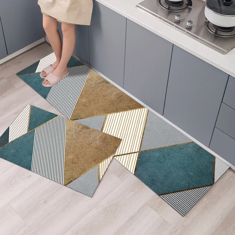 

Nordic Geometry Pattern House Kitchen Bath Mall Entrance Door Mat Simple Anti-Slip Carpet Rug Modern Home Decor Accessories