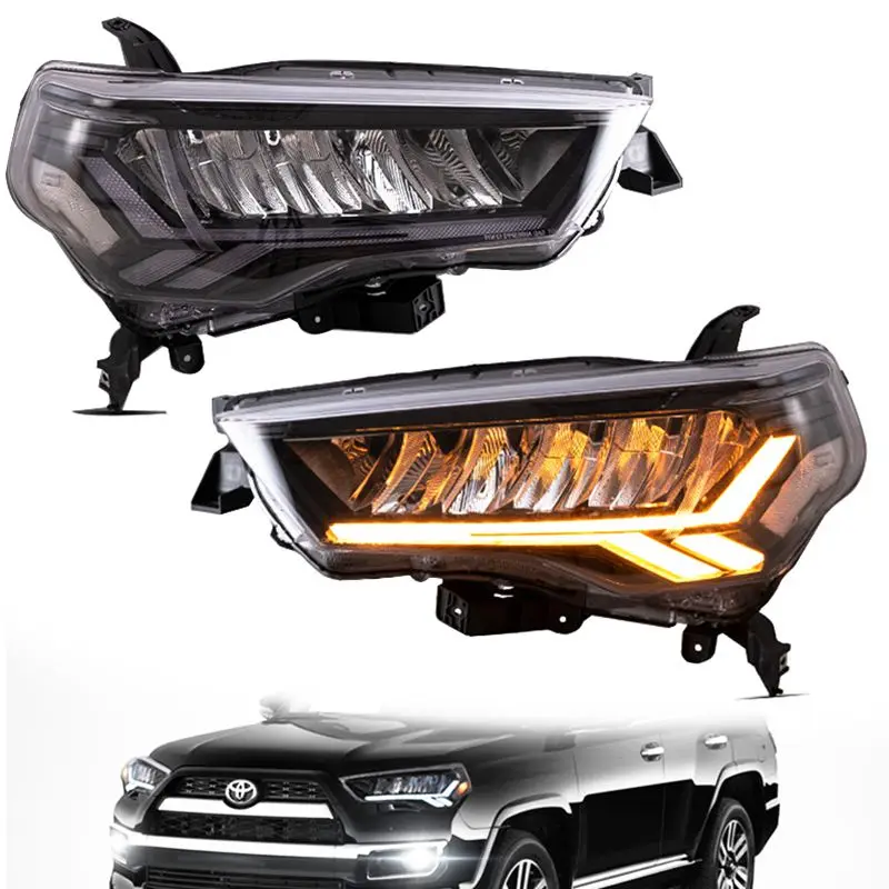 

Пара автомобильных фар в сборе для стайлинга для Toyota 4runner 2014-2021 светодиодный, фара головного света, тюнинг автомобиля, детали, вилка и пла