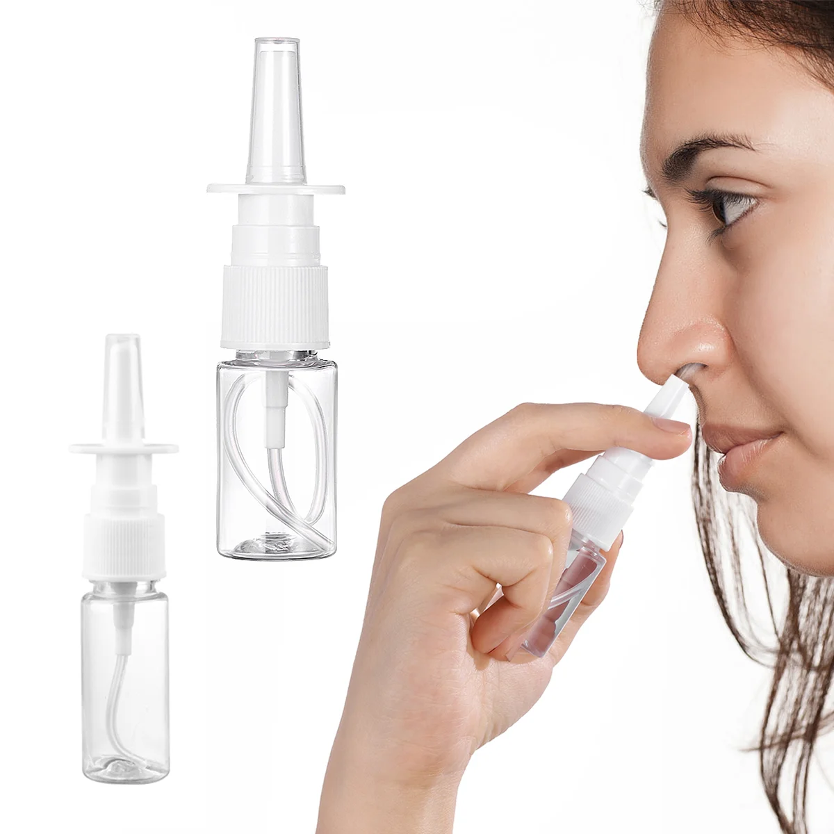 

10pcs/20pcs Empty Plastic Nasal Spray Bottles Pump 10/15/30ml Sprayer Mist Nose Spray Refillable Bottling Packaging Perfume