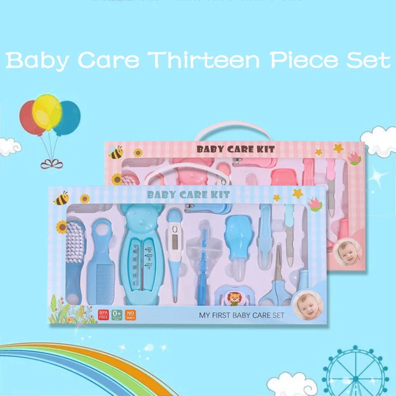 6/8/10/13pcs Newborn Baby Kids Nail Hair Health Care Thermometer Grooming Brush Kit Care Baby Essentials Newborn Material Safety Baby Care Kit Health Care Kit