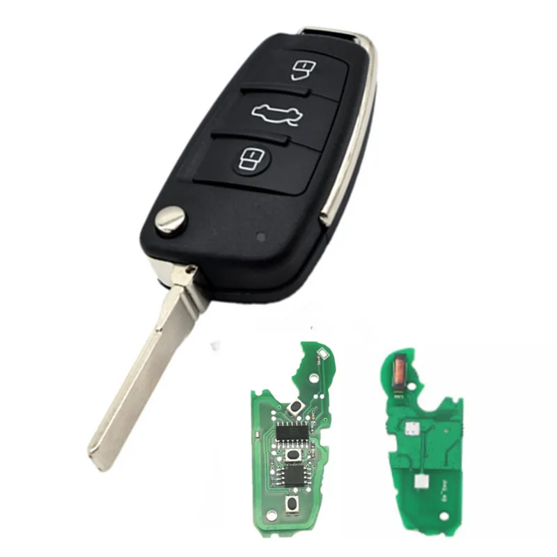 

2pcs AutoFlip Key Car Remote Key 8P0837220D 434 Mhz 48 Chip HU66 Blade For Audi A3 TT S3 A4 S4