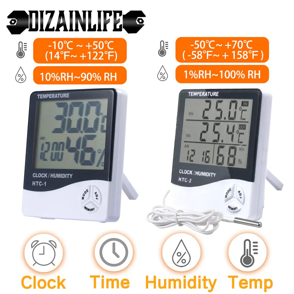 LCD Digital Thermometer Hygrometer Temperature Humidity Meter with Veh –  Hub Loop