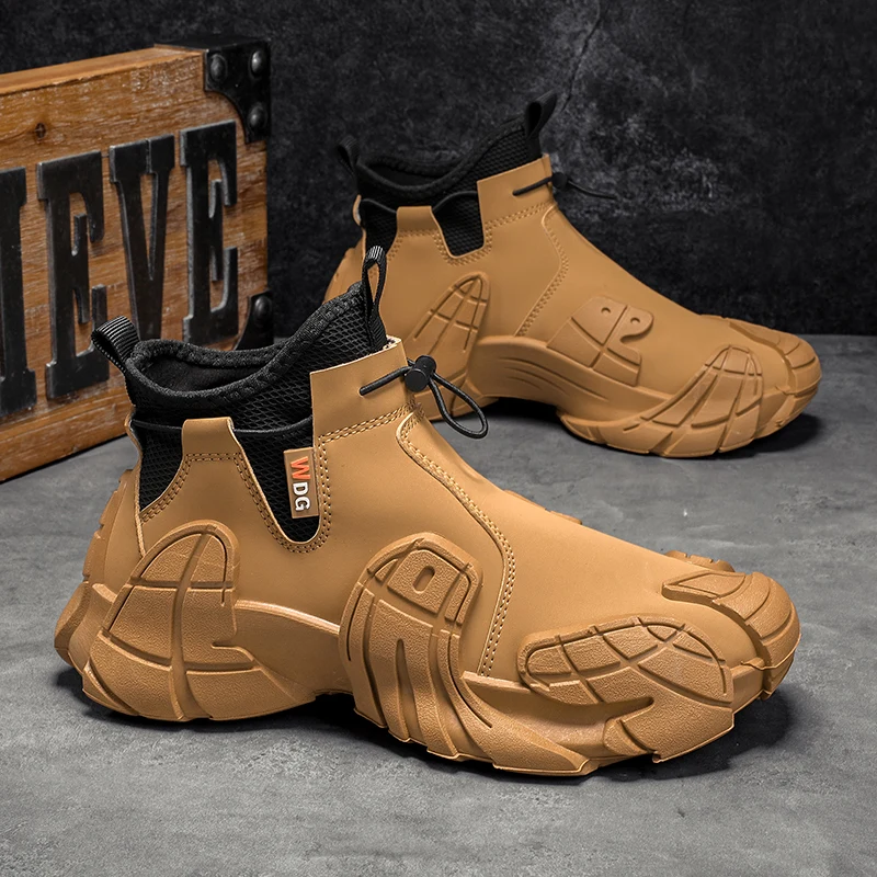 Men's  Boots Waterproof Wear-Resistant Anti-Slip Worksite Casual Shoes Zipper Design High-Accuracy Fashionable Boots - 2