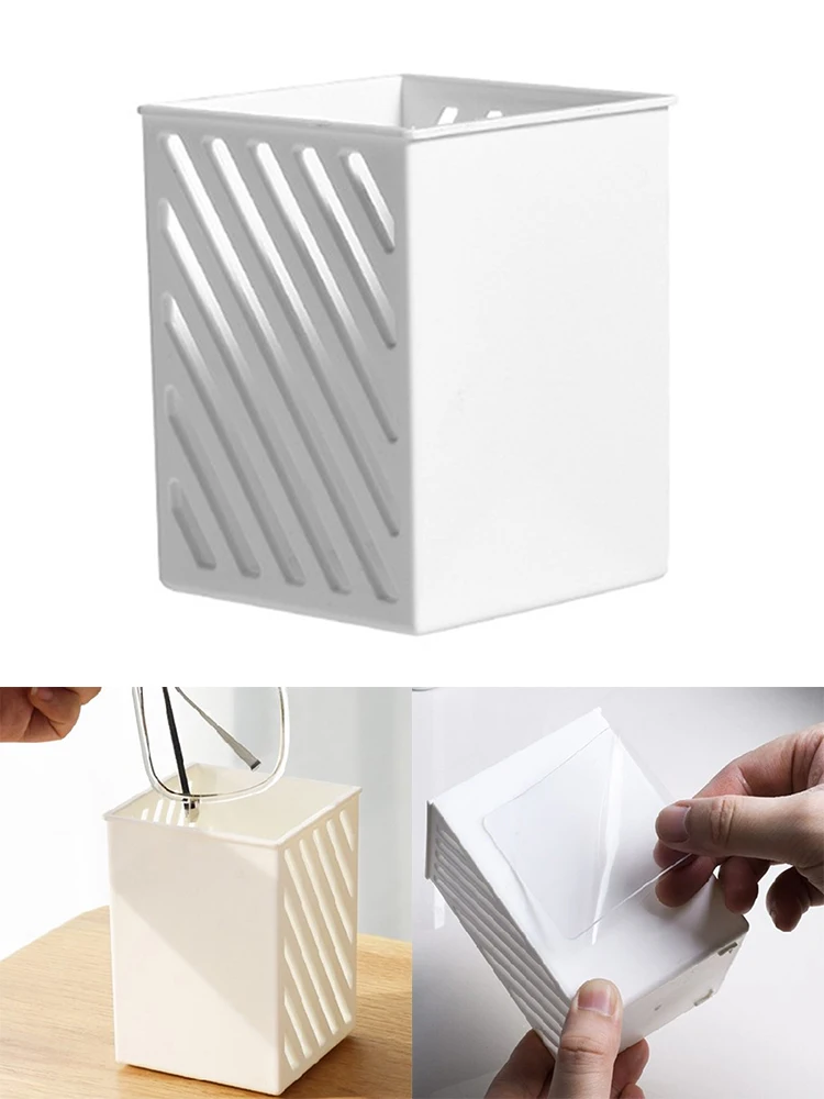 

1PCS Storage Box ABS Rectangular Wall Mounted Pen Holder Universial Large-capacity Neat Storage For Bedroom Living Room Study