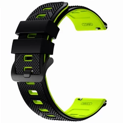 Silicone Sports Wristband, 22mm - Soft Strap - 22mm (Black Green)