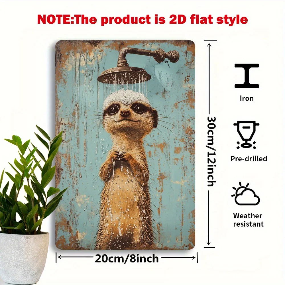 1pc 20x30cm 철 금속 주석 표시 빈티지 미어캣 욕실 장식 벽 예술 홈 화장실 카페 바 사무실