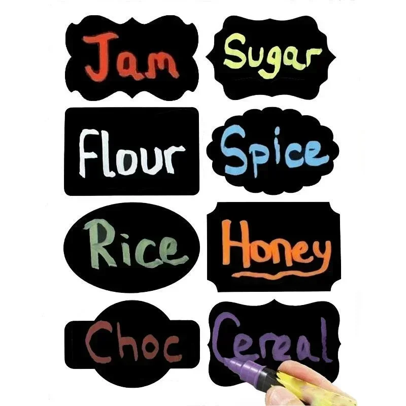 40Pcs Waterproof Home Chalkboard Spice Labels Stickers Bottle Tags Blackboard Label