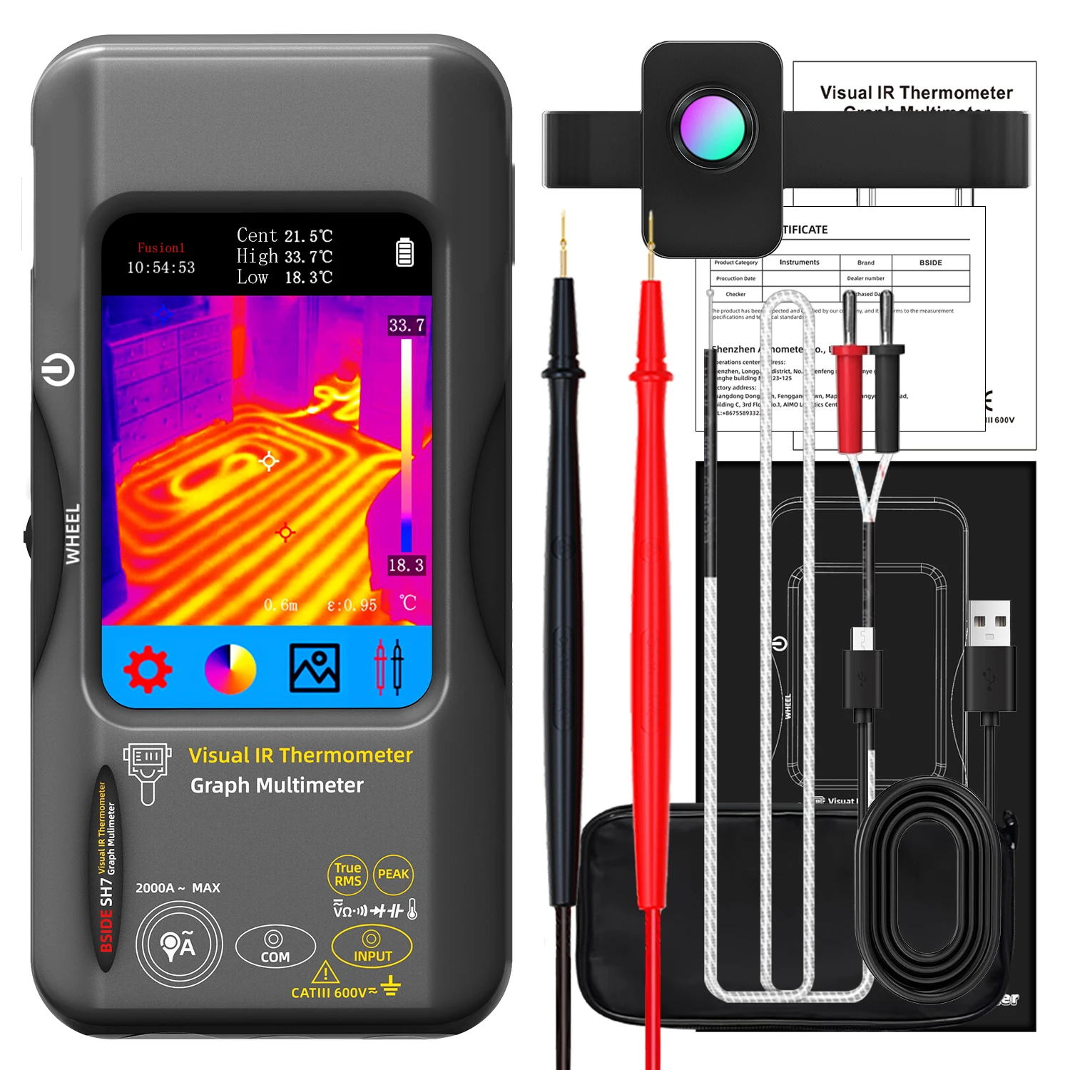 2-IN-1-Wärmebildkamera 20000 Multimeter BSIDE SH7 320*240 Auflösung 3,98 Zoll berührbar 15 Farbpaletten Leiterplattenreparatur – Detail 19