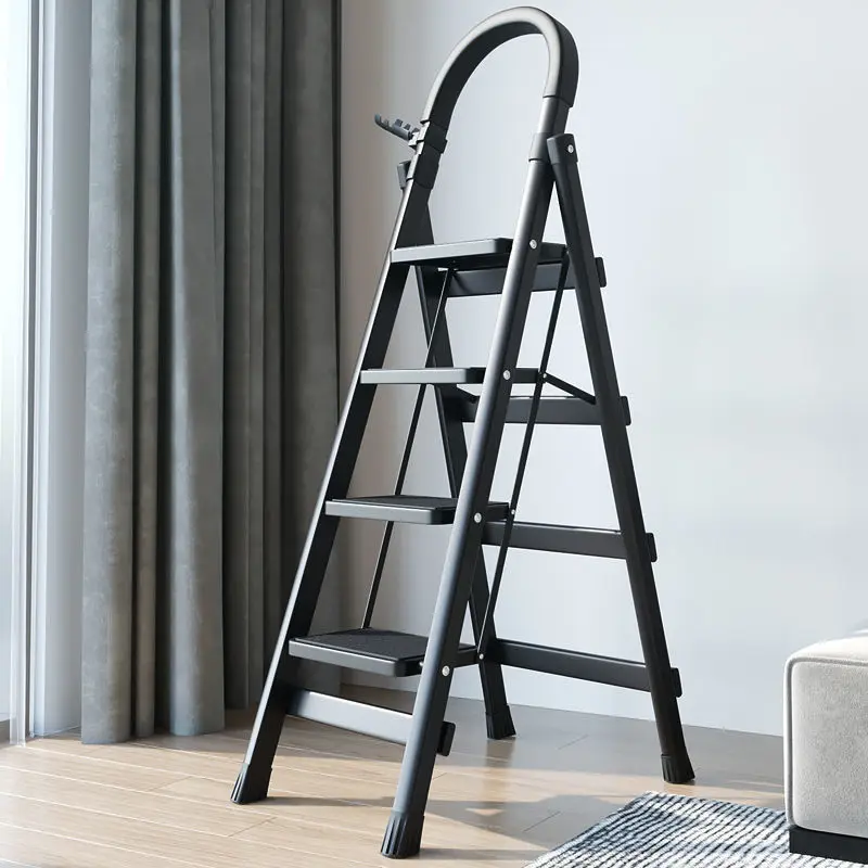 

Folding Ladder Home Carbon Steel Thickening Indoor Herringbone Mobile Stairs Telescopic Step Multifunctional Escalator Safe