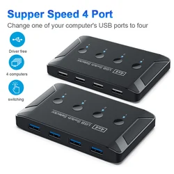 Commutateur KVM USB 2.0, 4 entrées, 4 sorties, USB 3.0, 4 Ports, pour ordinateur Windows 10, clavier, souris, imprimante, disque U 